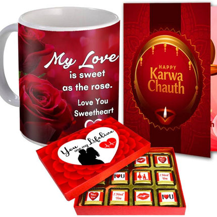 Lovely Gift for Wife, Girlfriend & Women with Coffee Mug, Greeting Card & Chocolate - Ceramic Gift Box  (Multicolor)