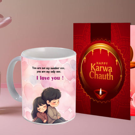 Karwa Chauth Couple Printed Coffee Mug Gift - Love Coffee Mug Idea, Cute Printed Mug for Partners