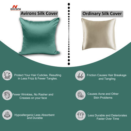 Luxury Satin Silk Cushion Cover 24x24– Anti-Wrinkle, Anti-Frizz Cushioncase for Hair & Skin, Cooling, Breathable Design