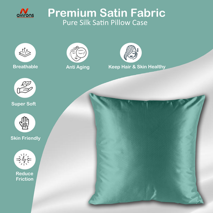 Luxury Satin Silk Cushion Cover 24x24– Anti-Wrinkle, Anti-Frizz Cushioncase for Hair & Skin, Cooling, Breathable Design