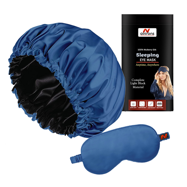 Satin Silk Sleep Cap with Eyemask & Scrunchies – The Ultimate Hair Care Set for Nighttime