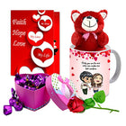 Midiron Romantic Gift for Wife/Husband| Gift for Valentine, Promise Day, Huge Day, Kiss Day |Love Combo |Gift Pack- Artificial Rose, Chocolate Box, Teddy, Greeting Card, 325 ML Mug - Midiron