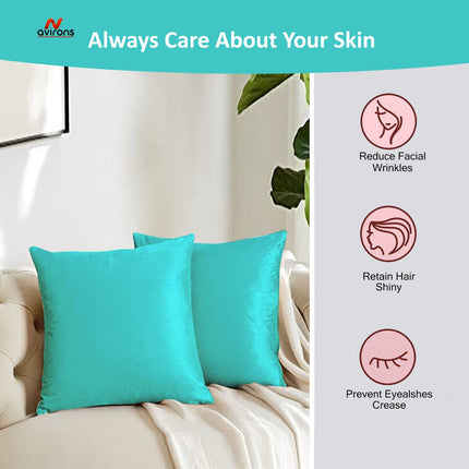 Luxury Satin Silk Cushion Cover – Hypoallergenic, Cooling, Wrinkle-Free Cushioncase for Healthy Sleep-16x16 Inch