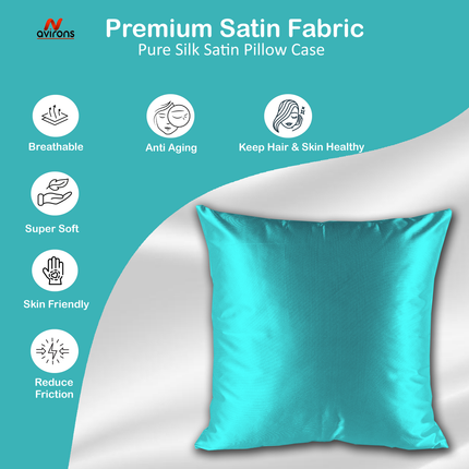 Luxury Satin Silk Cushion Cover – Hypoallergenic, Cooling, Wrinkle-Free Cushioncase for Healthy Sleep-16x16 Inch