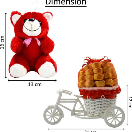 Special Gift Pack – Surprise Cycle Teddy with Chocolate for Wife, Girlfriend