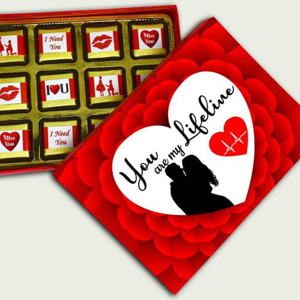 Valentine gift set featuring premium chocolates, a romantic printed mug, Rose,and a Greeting card – perfect for expressing love to your partner.