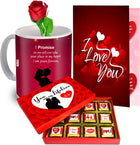 Lovely Gift for Valentine - Gift for Girlfriend, Best gift for Wife, Girlfriend - Ceramic Gift Box  (Mug, Rose, Card & Chocolate)