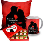 Love Quoted Cushion, Coffee Mug & Chocolate Gift Box For Valentine's Day - Ceramic, Paper, Fiber Gift Box 