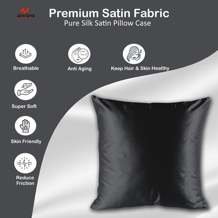 Silky Smooth Satin Cushion Cover – Anti-Frizz, Hypoallergenic Cushioncase for Luxurious Sleep-(16x16 Inch)