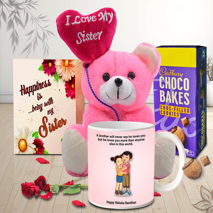 Rakhi Gift Set For Sister - Rakhi Combo with Cookies, Raksha Bandhan Deluxe Hamper, Rakhi Return Gift Idea