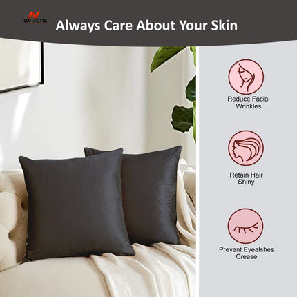 Silky Smooth Satin Cushion Cover – Anti-Frizz, Hypoallergenic Cushioncase for Luxurious Sleep-(16x16 Inch)