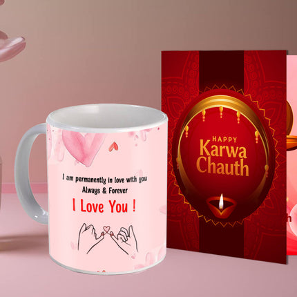 Karwa Chauth Printed Coffee Mug for Wife - Romantic Love Mug Idea, Cute Coffee Gift for Her on Karwa Chauth
