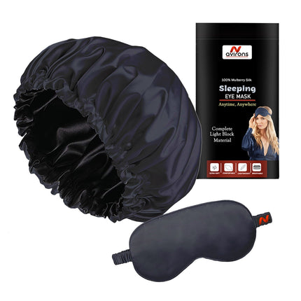 Satin Silk Sleep Cap & Eyemask Set with Scrunchies – Style and Comfort for Hair Protection