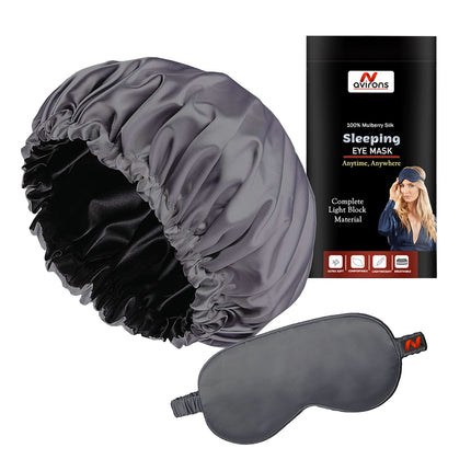 Satin Silk Bonnet with Eyemask and Scrunchies – Adjustable Hair Care Solution for Sleep