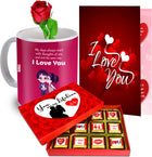 Lovely Gift for Valentine - Gift for Girlfriend, Best gift for Wife, Girlfriend - Ceramic Gift Box  (Mug, Rose, Card & Chocolate)