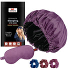 Satin Silk Sleep Bonnet Set: Adjustable Cap with Eyemask & Scrunchies for Luxurious Hair Care