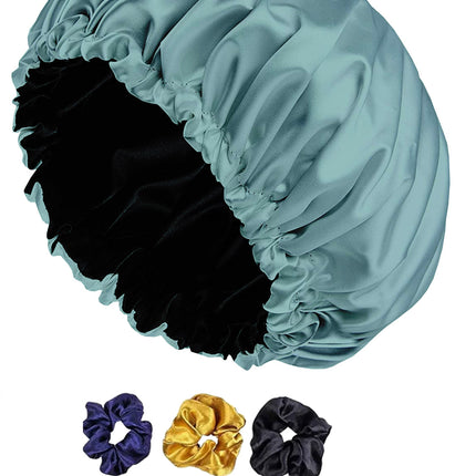 Double Layer Silk Satin Sleeping Bonnet – Adjustable Hair Cap for Curly, Natural, and Frizzy Hair, Breathable & Soft