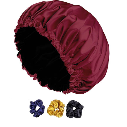 Double Layer Satin Hair Bonnet – Silk Satin Sleeping Cap for Hair Protection, Adjustable for All Hair Types