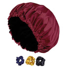Double Layer Satin Hair Bonnet – Silk Satin Sleeping Cap for Hair Protection, Adjustable for All Hair Types