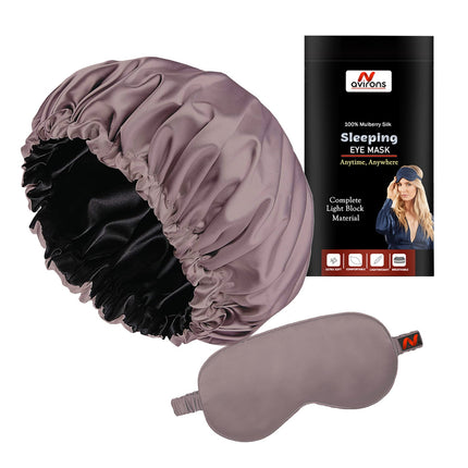 Satin Silk Sleeping Cap with Adjustable Fit, Eyemask & Scrunchies – For Healthy, Beautiful Hair