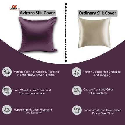 Satin Silk Cushion Cover – Smooth, Anti-Frizz Cushioncase for Hair & Skin Care – Cooling, Hypoallergenic, Wrinkle-Free