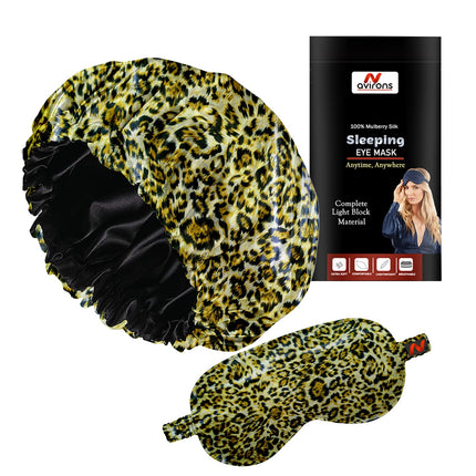 Silk Sleeping Cap & Eyemask Set with Adjustable Scrunchies – Protect Your Hair in Style