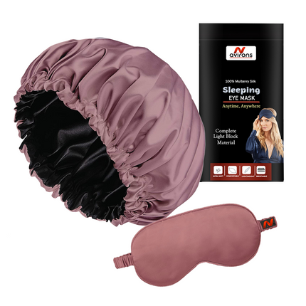 Silk Sleep Bonnet with Eye Mask – Premium Satin Hair Protection for a Restful Night's Sleep