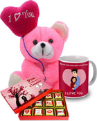 Chocolate Gift with I love you Teddy Bear and Coffee Mug For Your Special Person Ceramic, Paper, Fiber Gift Box  (Multicolor)