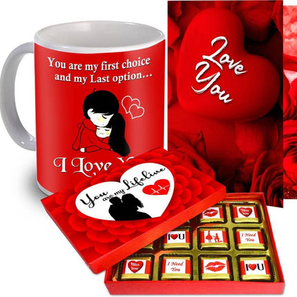 Love Chocolates Gift for Girlfriend, Wife, Husband & Boyfriend - Romantic Gift Set Paper, Ceramic Gift Box  (Multicolor)