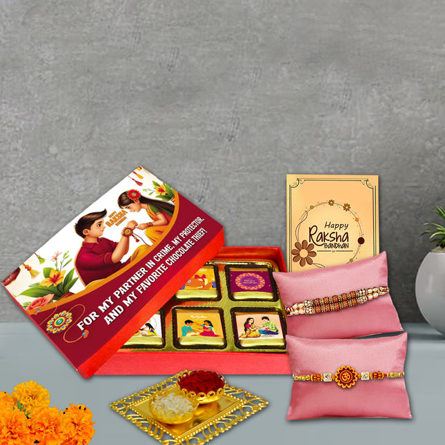 Raksha Bandhan Bhai Rakhi Combo – Rakhi With Card For Brother, Roli Akshat Rakhi Pack