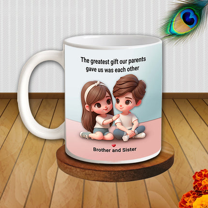 Sister-themed printed mug with playful typography, ideal for gifting on birthdays, Raksha Bandhan, or just because.