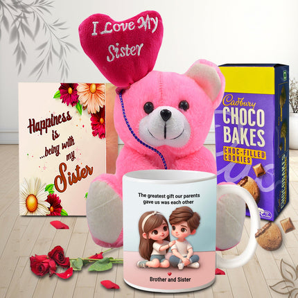 Rakhi Gift Set For Sister - Rakhi Combo with Cookies, Raksha Bandhan Deluxe Hamper, Rakhi Return Gift Idea