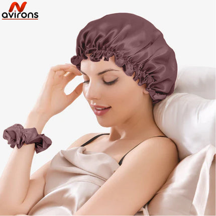 Double Layer Satin Bonnet for Sleeping – Silk Satin Hair Cap, Adjustable, Soft and Breathable for Hair Care