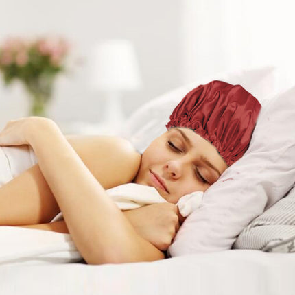 Satin Silk Sleep Bonnet with Eyemask and Scrunchies – Adjustable Hair Protection for Sweet Dreams