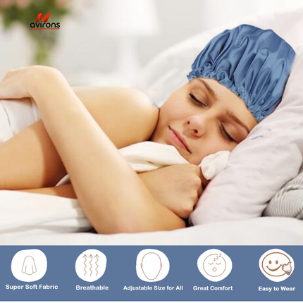 Satin Hair Bonnet and Eye Mask – Soft, Breathable, and Perfect for a Good Night’s Sleep