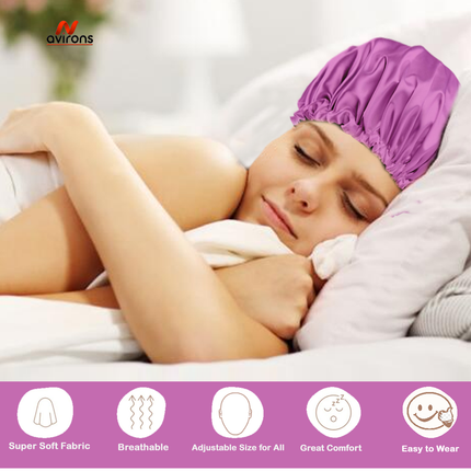 Luxurious Satin Silk Sleeping Cap Set: Adjustable Bonnet, Eyemask & Scrunchies for Hair Care