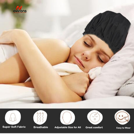Luxury Adjustable Silk Sleep Cap with Eyemask & Scrunchies – Keep Your Hair Safe While Sleeping