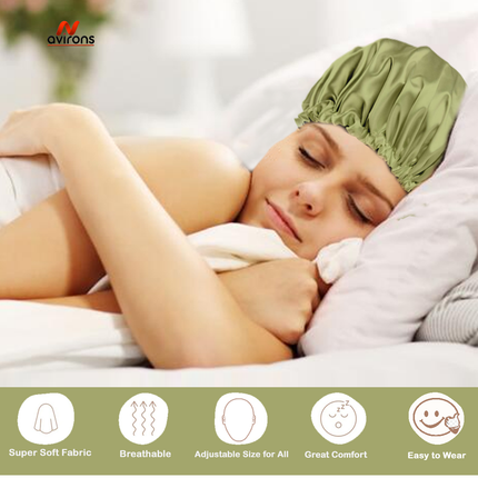Premium Silk Sleep Cap with Coordinating Eye Mask – Gentle on Hair & Eyes for a Cozy Night