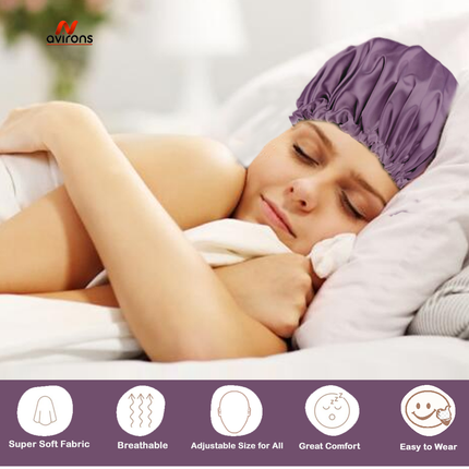 Satin Silk Sleep Bonnet Set: Adjustable Cap with Eyemask & Scrunchies for Luxurious Hair Care