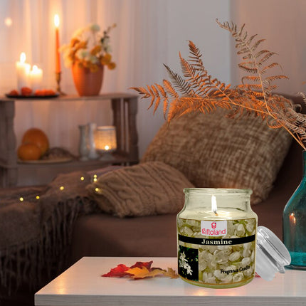 Jasmine Scented Candle in Glass Jar – Best Perfumed Candle with Floral Scents