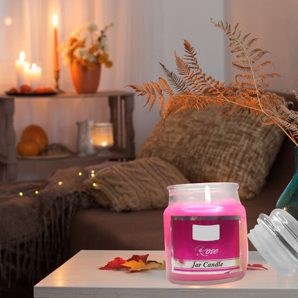 Romantic Rose Scented Candle in Glass Jar – Floral Perfumed Candle for Relaxation & Gifting