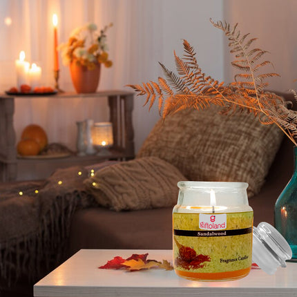 Premium Sandalwood Scented Candle in Glass Jar – Best Fragrant Candle for Gifting & Relaxation