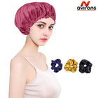 Luxury Double Layer Silk Satin Sleep Cap – Adjustable Bonnet for Curly, Coily, and Natural Hair Protection