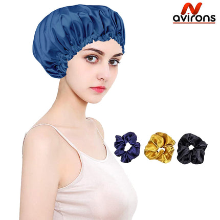 Silk Satin Sleep Bonnet for Women – Double Layer, Adjustable Hair Cap for Frizz-Free, Tangle-Free Mornings