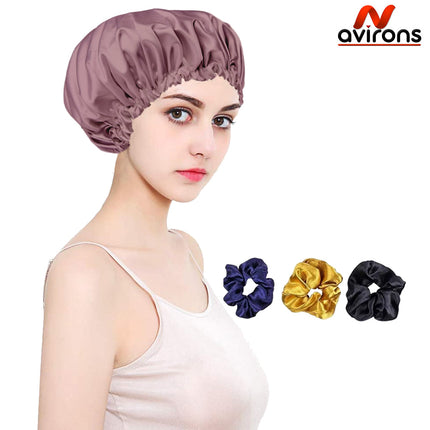 Double Layer Satin Bonnet for Sleeping – Silk Satin Hair Cap, Adjustable, Soft and Breathable for Hair Care