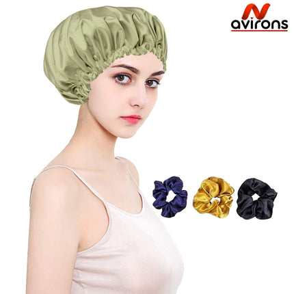 Silk Satin Bonnet for Sleeping – Double Layer, Adjustable Hair Cap for Frizz-Free Hair, Perfect for Night Protection