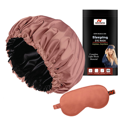 Satin Silk Sleep Cap & Eye Mask Duo – Ideal for Hair Care & Sweet Dreams
