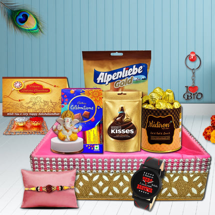 Rakhi Hamper With Chocolates - Rakhi Gift Box For Brother, Rakhi Gift Pack For Bhai