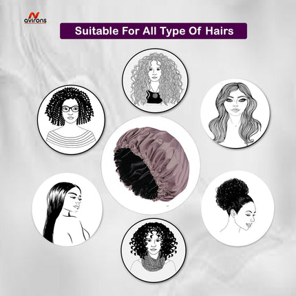 Satin Silk Sleep Caps with Scrunchies – Adjustable Hair Bonnets for Frizz-Free Sleep Pack 2