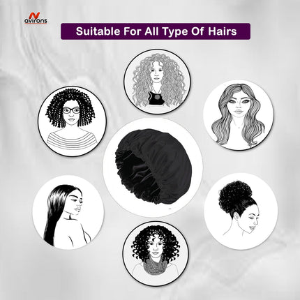 Luxury Adjustable Silk Sleep Cap with Eyemask & Scrunchies – Keep Your Hair Safe While Sleeping